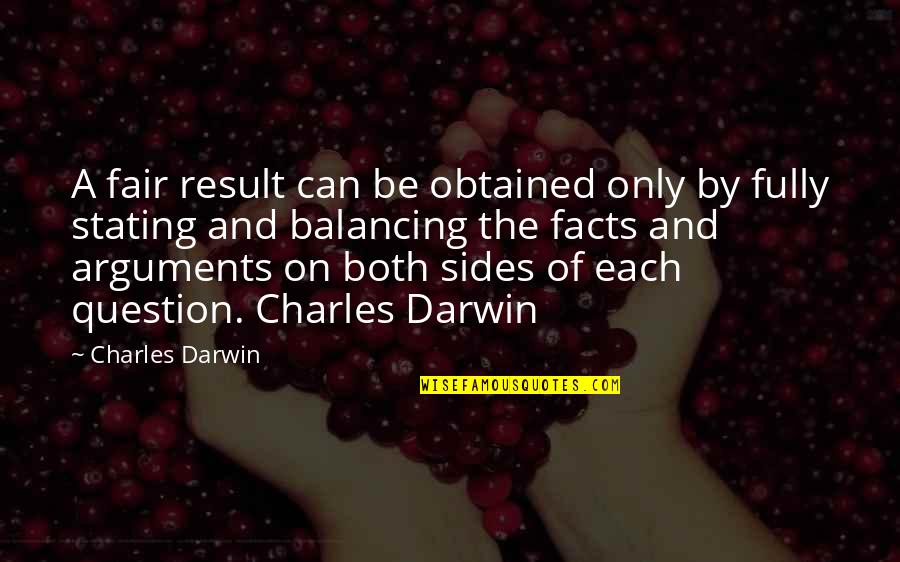 Stating Quotes By Charles Darwin: A fair result can be obtained only by