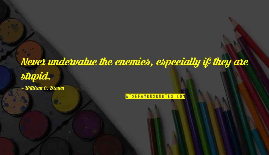 Stationeri Quotes By William C. Brown: Never undervalue the enemies, especially if they are Stationeri Quotes By William C. Brown: Never undervalue the enemies, especially if they are
