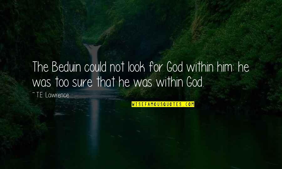 Statuaries In Washington Quotes By T.E. Lawrence: The Beduin could not look for God within Statuaries In Washington Quotes By T.E. Lawrence: The Beduin could not look for God within