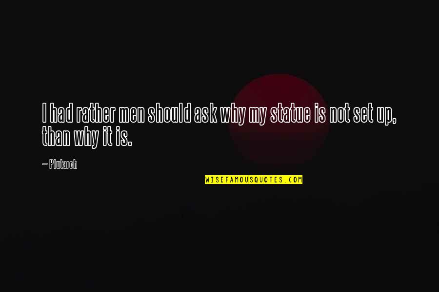 Statues Quotes By Plutarch: I had rather men should ask why my