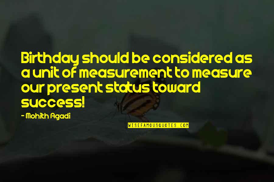 Status In Life Quotes By Mohith Agadi: Birthday should be considered as a unit of