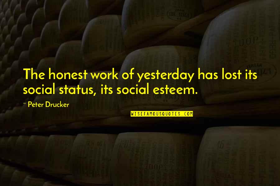 Status In Society Quotes By Peter Drucker: The honest work of yesterday has lost its