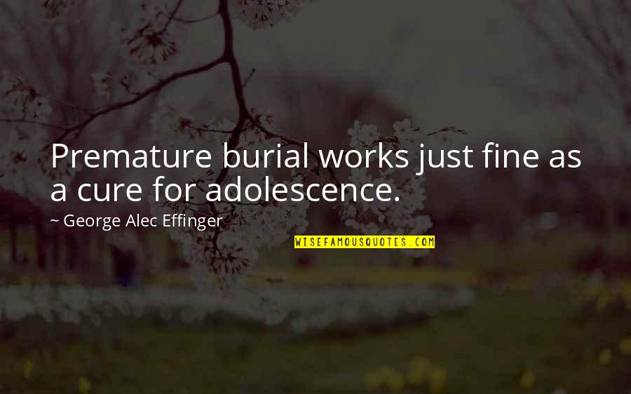 Stauder Architecture Quotes By George Alec Effinger: Premature burial works just fine as a cure