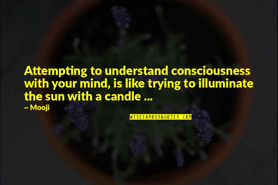 Stauper Quotes By Mooji: Attempting to understand consciousness with your mind, is Stauper Quotes By Mooji: Attempting to understand consciousness with your mind, is