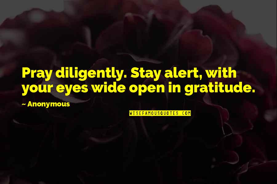 Stay Alert Quotes By Anonymous: Pray diligently. Stay alert, with your eyes wide