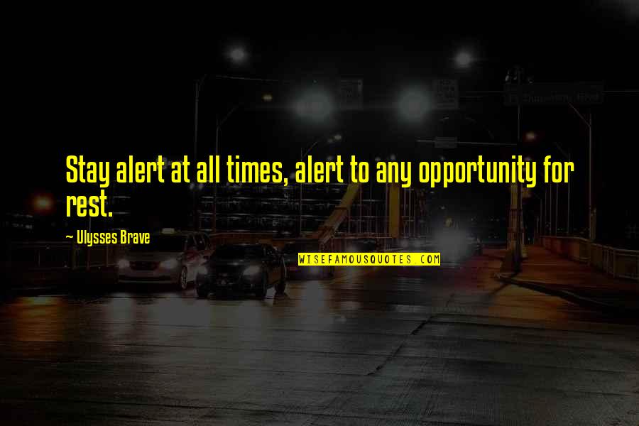 Stay Alert Quotes By Ulysses Brave: Stay alert at all times, alert to any