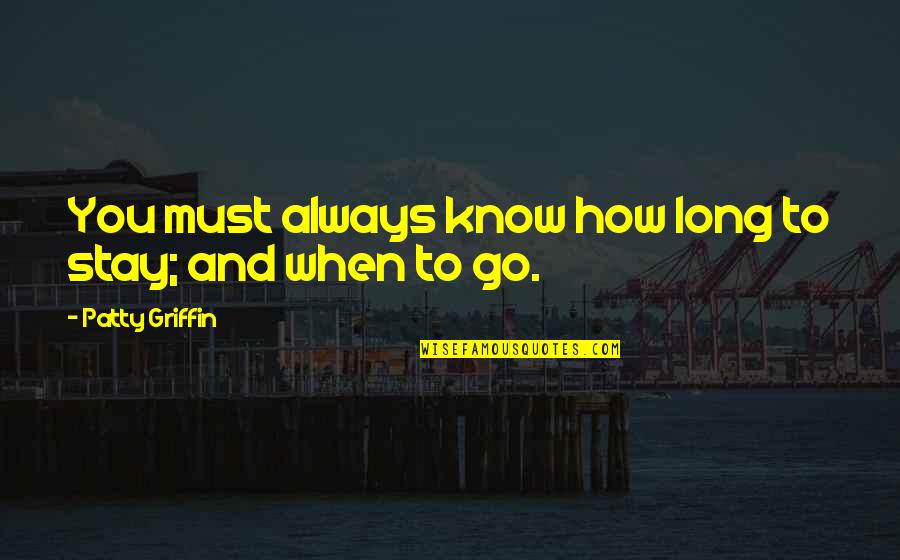 Stay And Go Quotes By Patty Griffin: You must always know how long to stay;