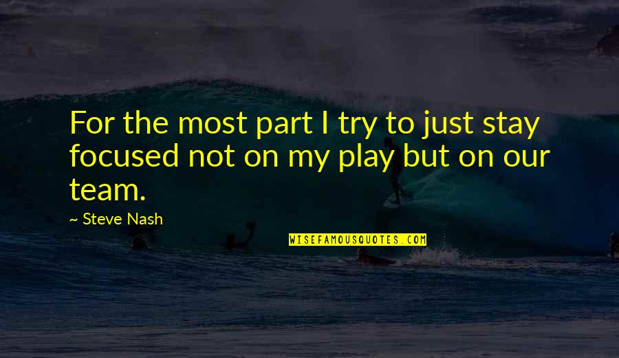 Stay And Play Quotes By Steve Nash: For the most part I try to just