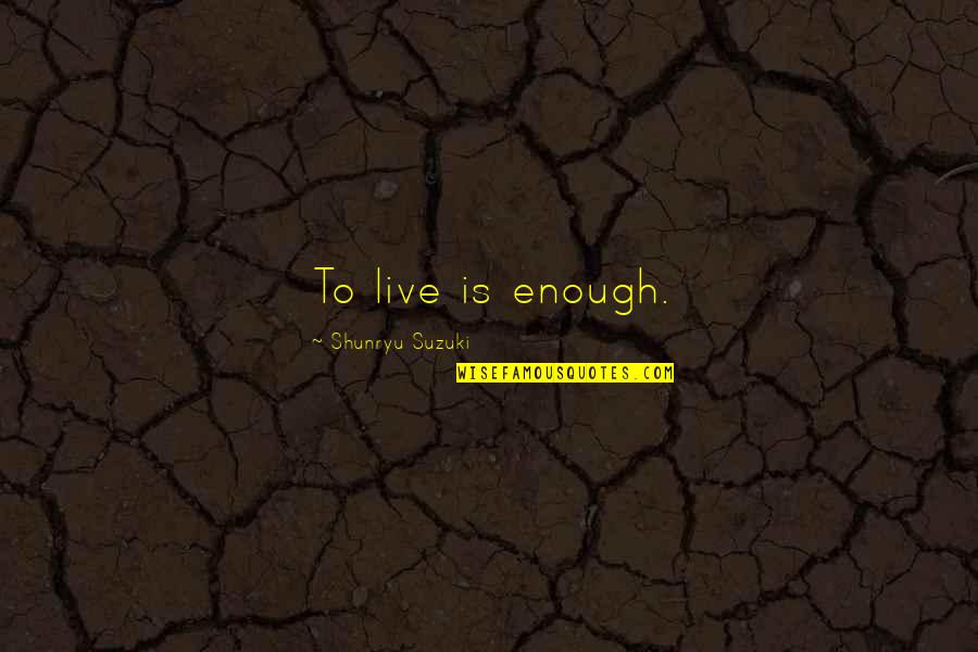 Stay Away From Those Who Hurt You Quotes By Shunryu Suzuki: To live is enough. Stay Away From Those Who Hurt You Quotes By Shunryu Suzuki: To live is enough.
