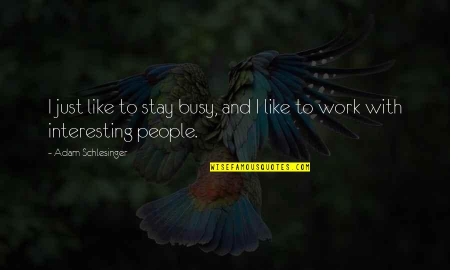 Stay Busy Quotes By Adam Schlesinger: I just like to stay busy, and I Stay Busy Quotes By Adam Schlesinger: I just like to stay busy, and I