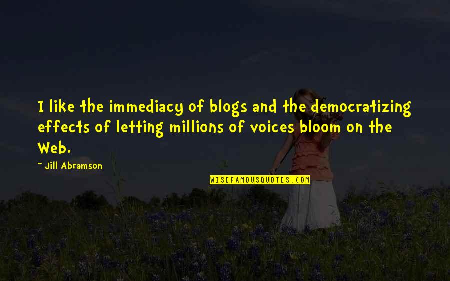 Stay Down To Earth Quotes By Jill Abramson: I like the immediacy of blogs and the