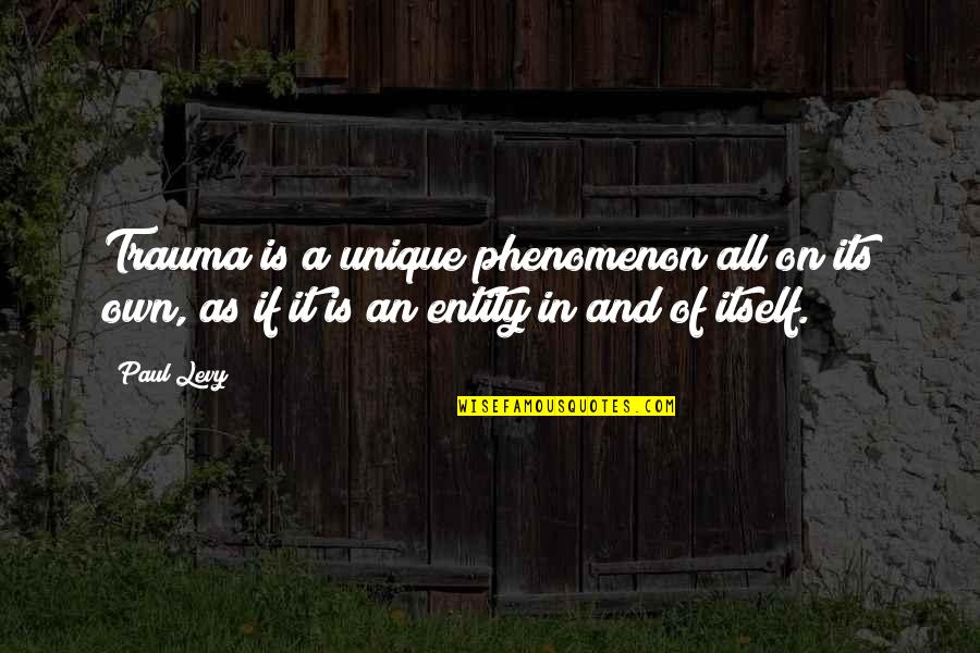 Stay Drug Free Quotes By Paul Levy: Trauma is a unique phenomenon all on its