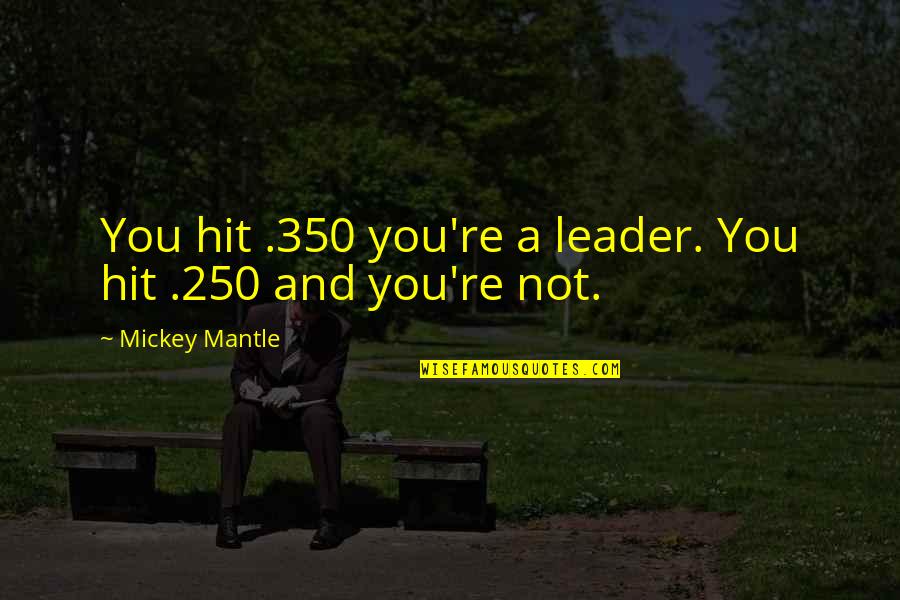 Stay Energized Quotes By Mickey Mantle: You hit .350 you're a leader. You hit