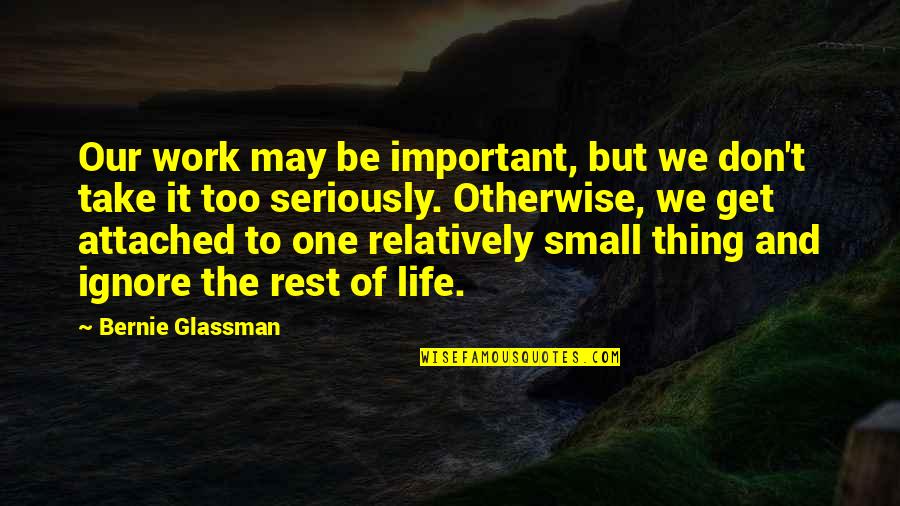 Stay Focused Life Quotes By Bernie Glassman: Our work may be important, but we don't