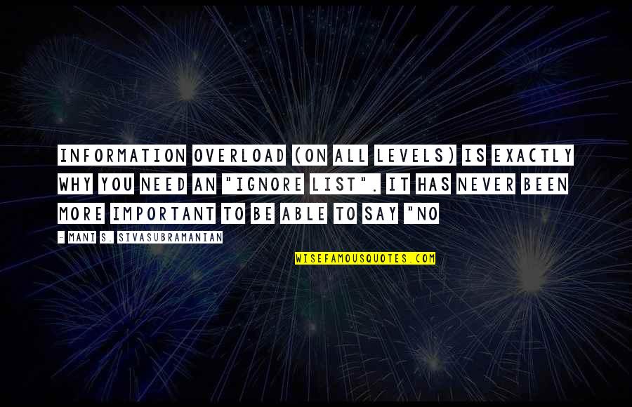 Stay Focused Quotes By Mani S. Sivasubramanian: Information overload (on all levels) is exactly WHY