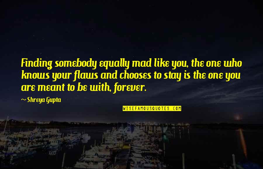 Stay Forever With You Quotes By Shreya Gupta: Finding somebody equally mad like you, the one Stay Forever With You Quotes By Shreya Gupta: Finding somebody equally mad like you, the one