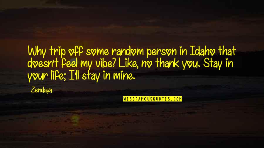 Stay In My Life Quotes By Zendaya: Why trip off some random person in Idaho