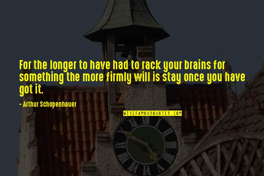 Stay Longer Quotes By Arthur Schopenhauer: For the longer to have had to rack
