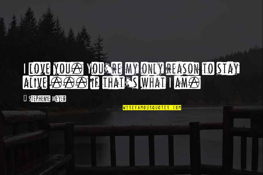 Stay My Love Quotes By Stephenie Meyer: I love you. You're my only reason to