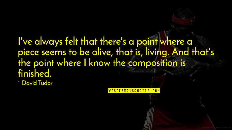 Stay On Point Quotes By David Tudor: I've always felt that there's a point where Stay On Point Quotes By David Tudor: I've always felt that there's a point where
