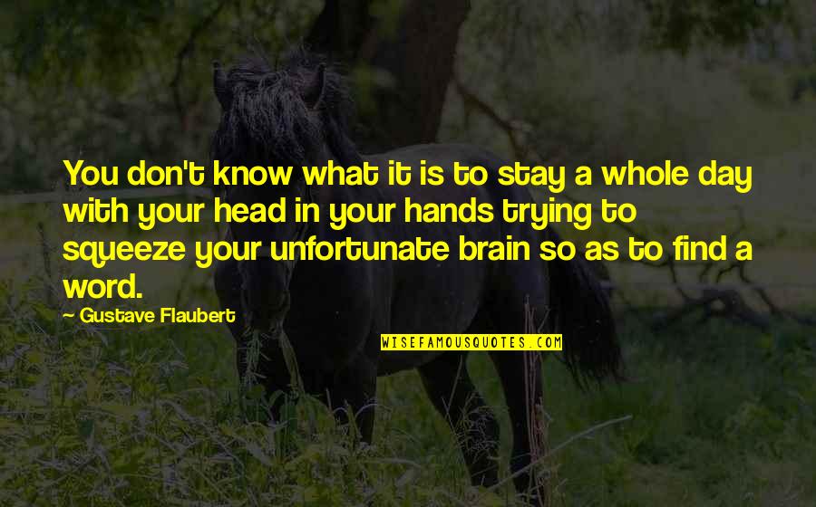 Stay Out Of Your Head Quotes By Gustave Flaubert: You don't know what it is to stay