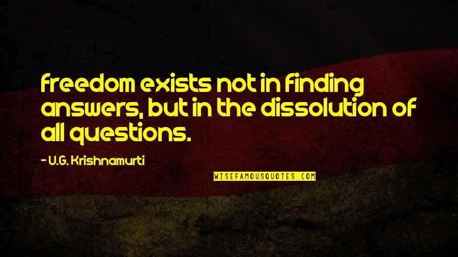 Stay Safe In Heaven Quotes By U.G. Krishnamurti: freedom exists not in finding answers, but in Stay Safe In Heaven Quotes By U.G. Krishnamurti: freedom exists not in finding answers, but in