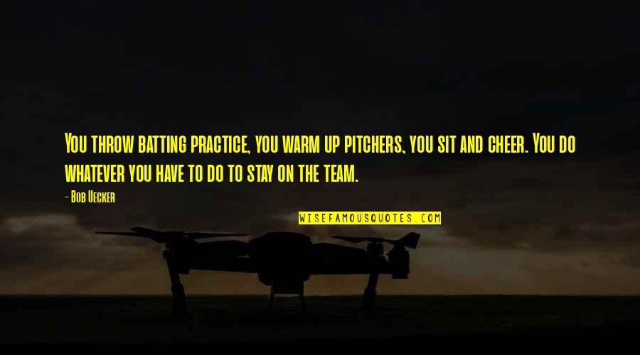 Stay Warm Quotes By Bob Uecker: You throw batting practice, you warm up pitchers,