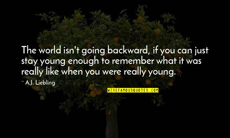 Stay Young Quotes By A.J. Liebling: The world isn't going backward, if you can