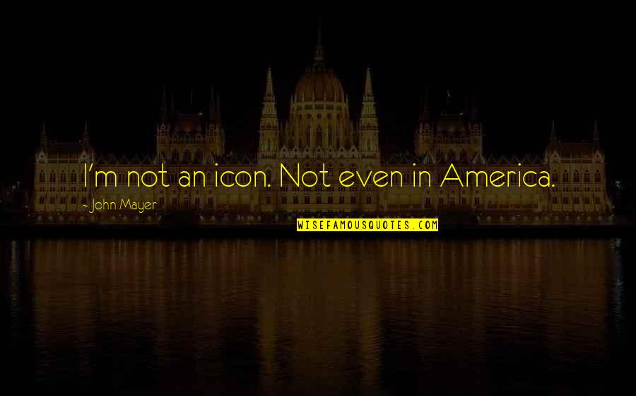 Staying Alone Happily Quotes By John Mayer: I'm not an icon. Not even in America.