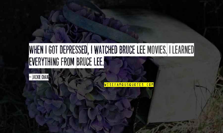 Staying Focused On The Positive Quotes By Jackie Chan: When I got depressed, I watched Bruce Lee