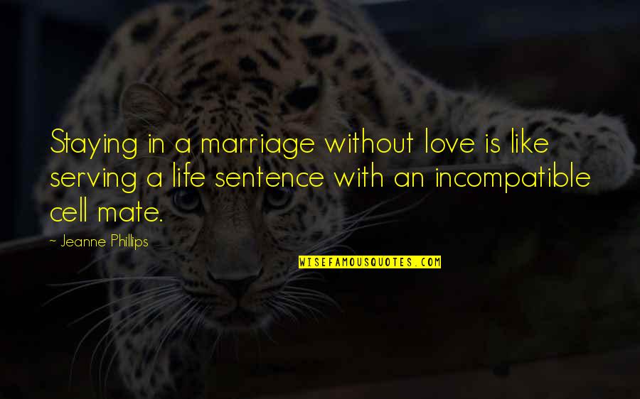 Staying In Quotes By Jeanne Phillips: Staying in a marriage without love is like Staying In Quotes By Jeanne Phillips: Staying in a marriage without love is like