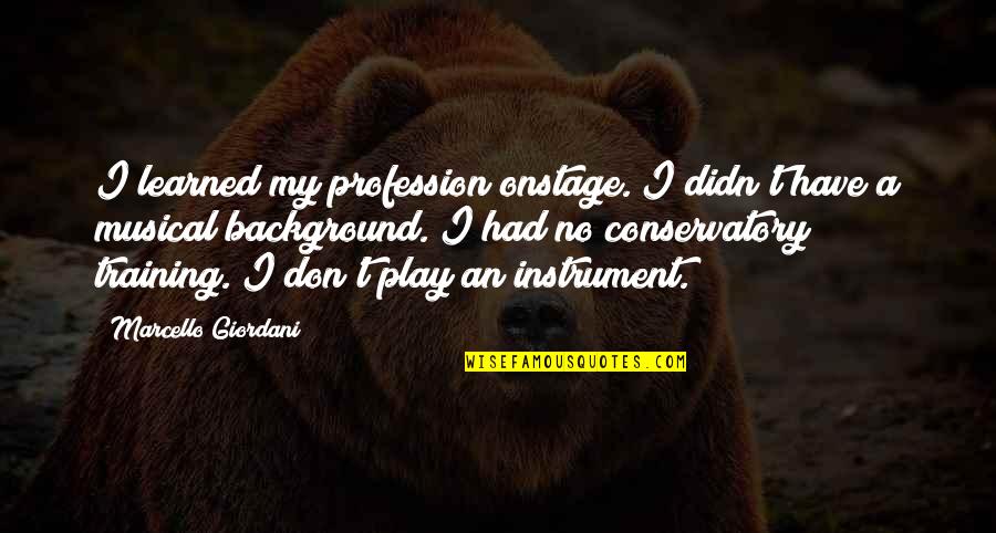 Staying Positive In The Workplace Quotes By Marcello Giordani: I learned my profession onstage. I didn't have