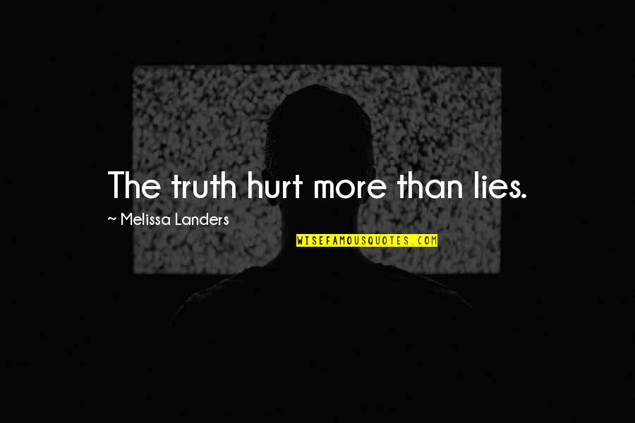 Staying Strong When Everything Is Falling Apart Quotes By Melissa Landers: The truth hurt more than lies.