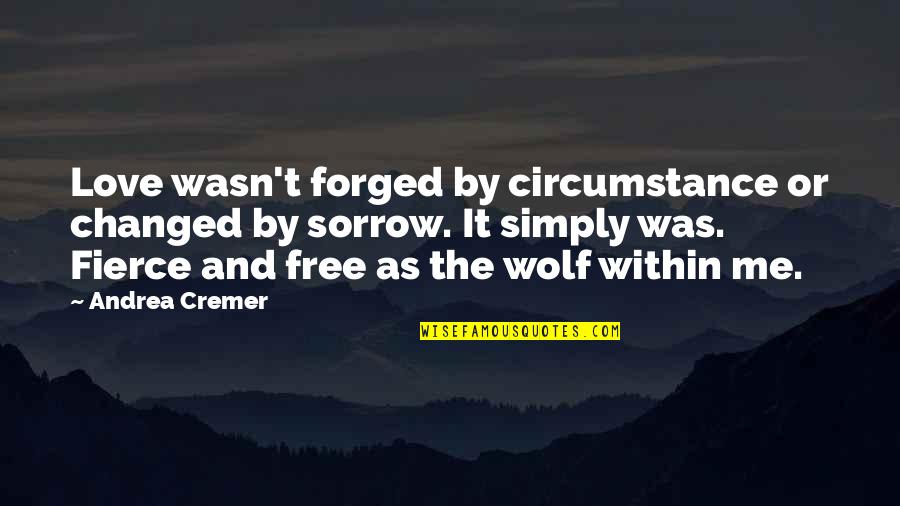 Staying Up Too Late Quotes By Andrea Cremer: Love wasn't forged by circumstance or changed by