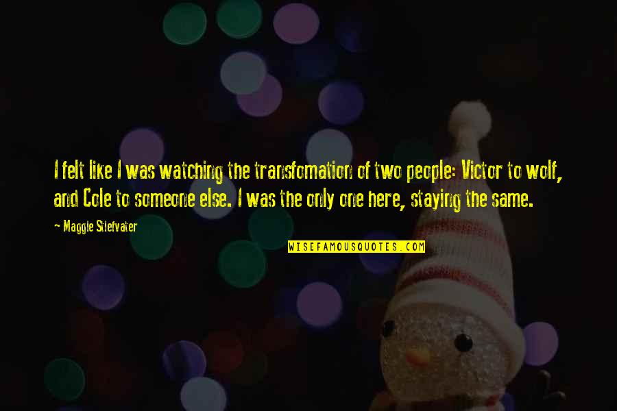 Staying With Someone Quotes By Maggie Stiefvater: I felt like I was watching the transfomation