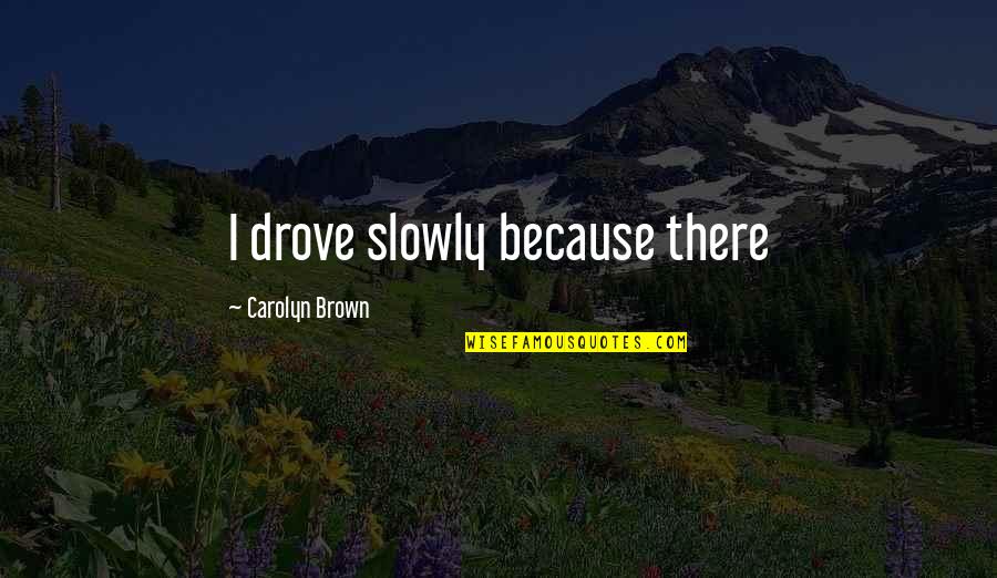 Stayner Sun Quotes By Carolyn Brown: I drove slowly because there