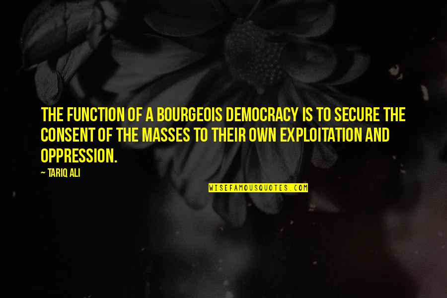 Steacy Destruction Quotes By Tariq Ali: The function of a bourgeois democracy is to