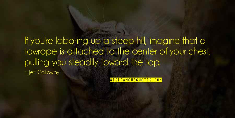 Steadily Quotes By Jeff Galloway: If you're laboring up a steep hill, imagine