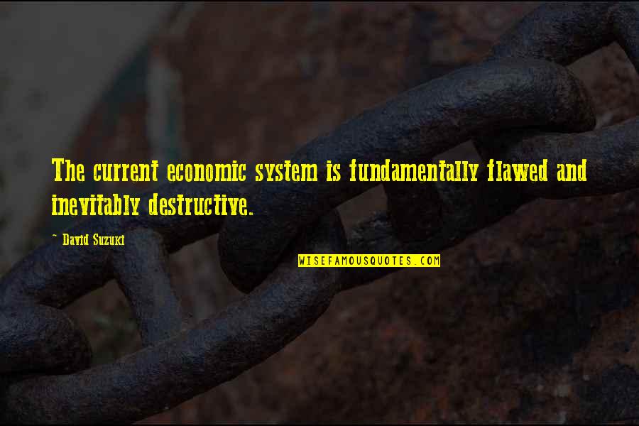 Steakhouse 10 Quotes By David Suzuki: The current economic system is fundamentally flawed and