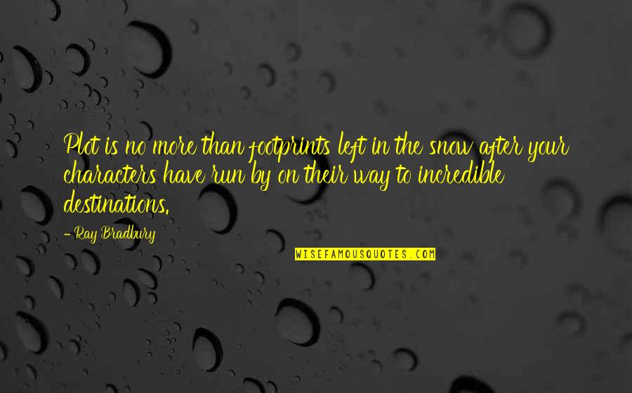 Steakhouses In Scottsdale Quotes By Ray Bradbury: Plot is no more than footprints left in Steakhouses In Scottsdale Quotes By Ray Bradbury: Plot is no more than footprints left in