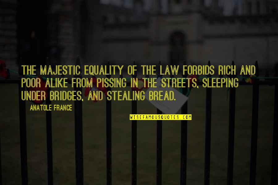Stealing From Poor Quotes By Anatole France: The majestic equality of the law forbids rich