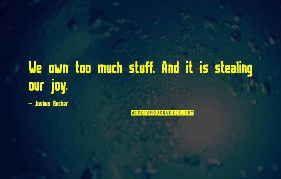 Stealing Joy Quotes By Joshua Becker: We own too much stuff. And it is