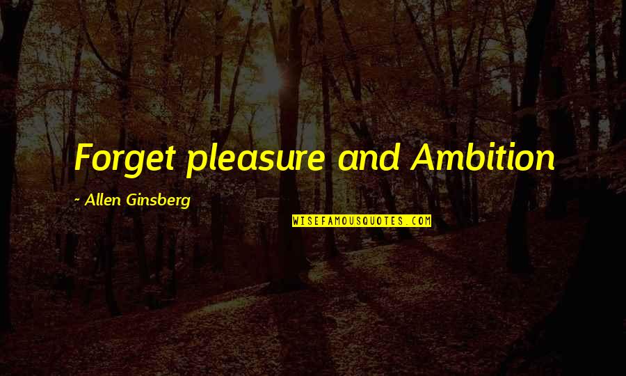 Stealing Other Peoples Quotes By Allen Ginsberg: Forget pleasure and Ambition