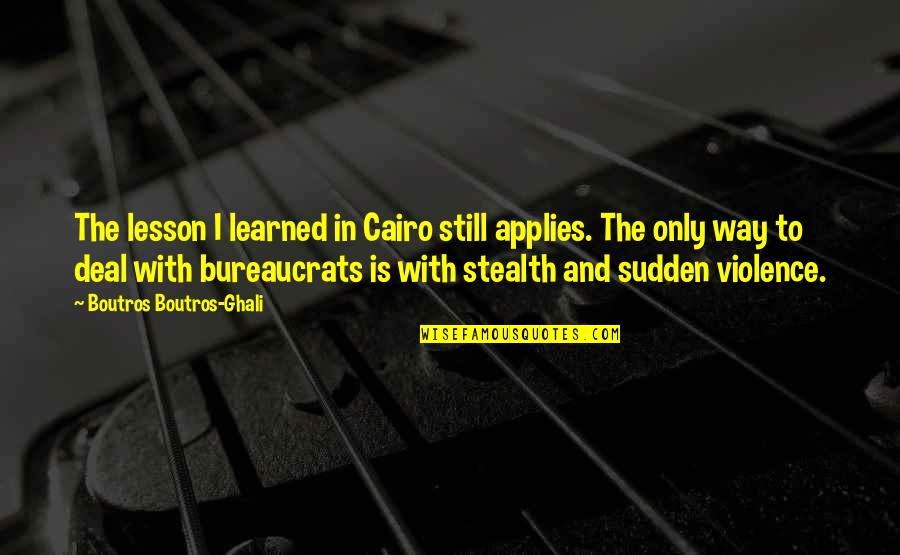 Stealth Quotes By Boutros Boutros-Ghali: The lesson I learned in Cairo still applies.