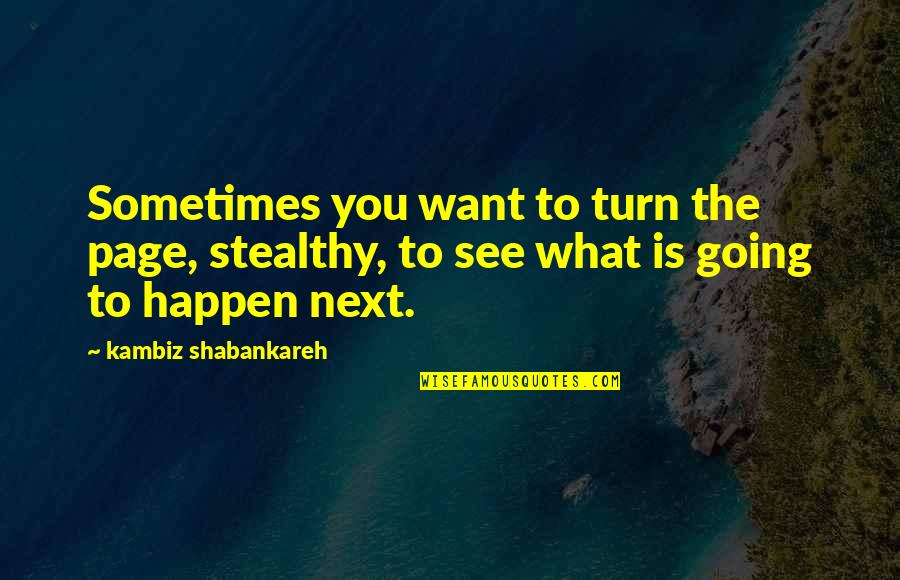 Stealthy Quotes By Kambiz Shabankareh: Sometimes you want to turn the page, stealthy,