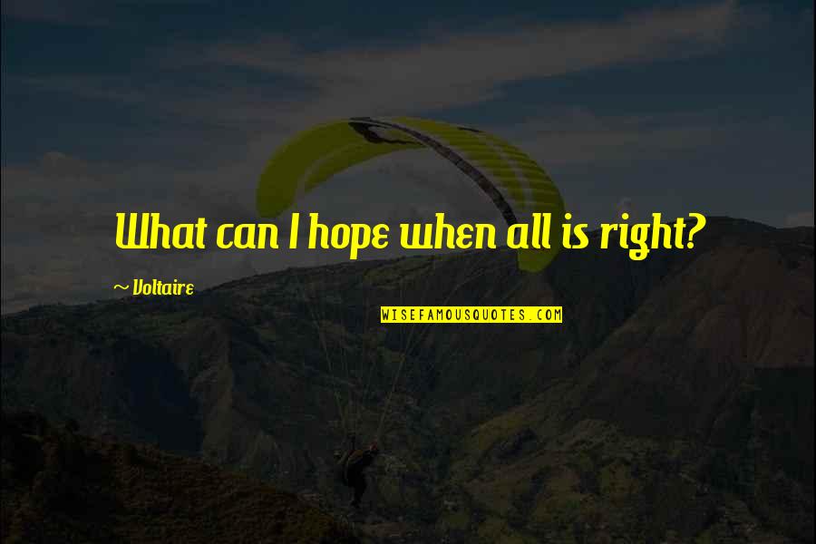 Steerable Lift Quotes By Voltaire: What can I hope when all is right?