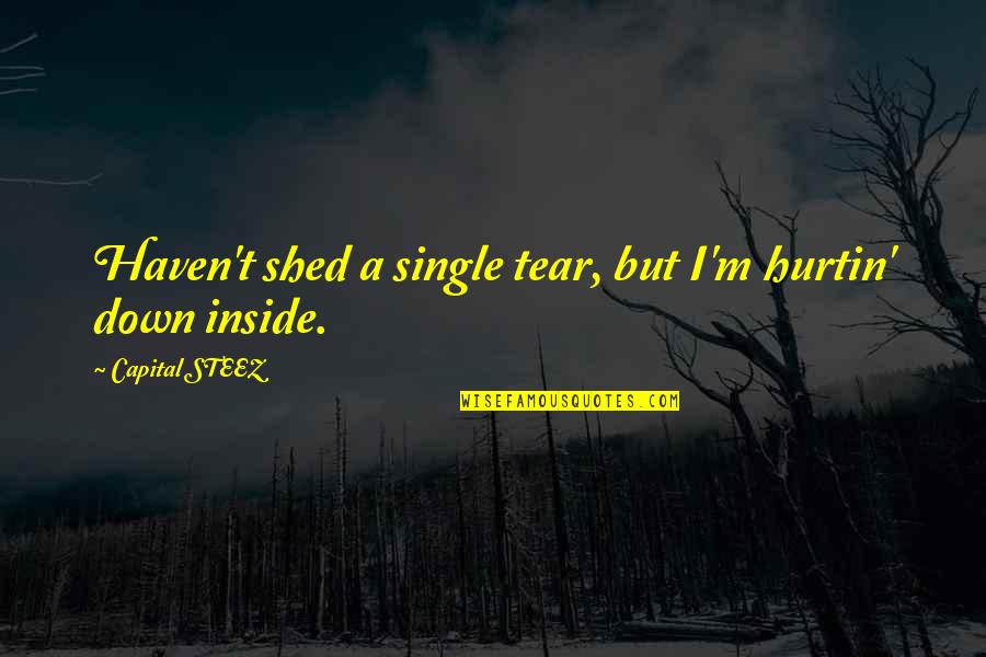 Steez Quotes By Capital STEEZ: Haven't shed a single tear, but I'm hurtin'