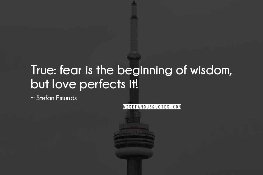Stefan Emunds quotes: True: fear is the beginning of wisdom, but love perfects it!