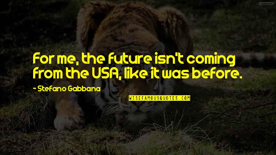 Stefano Gabbana Quotes By Stefano Gabbana: For me, the future isn't coming from the