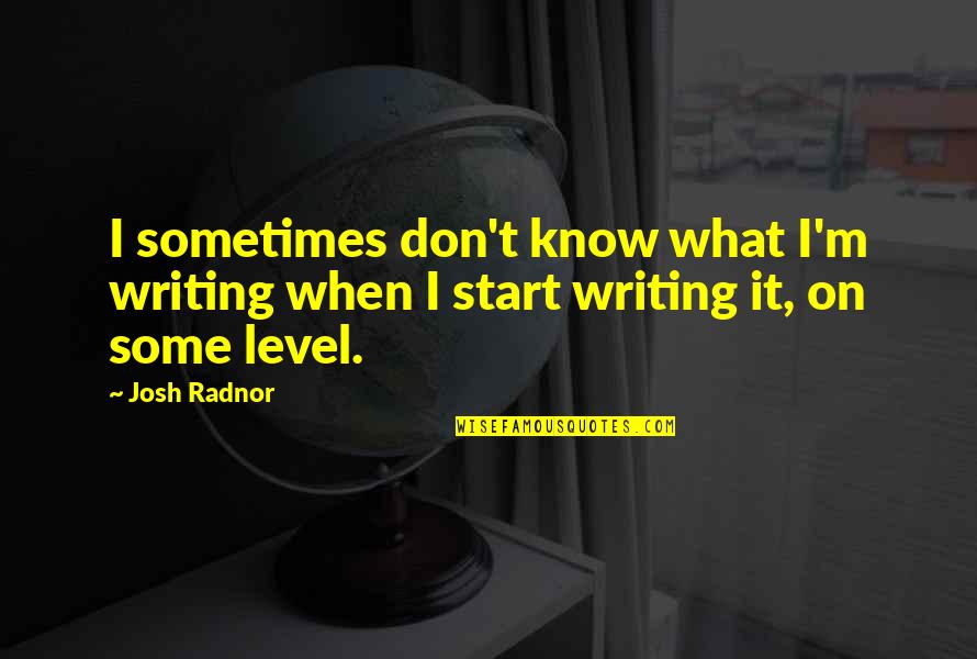 Steffie Grote Quotes By Josh Radnor: I sometimes don't know what I'm writing when